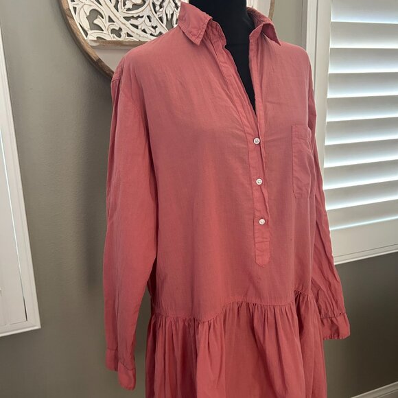 GRAYSON The Changemaker Shirt Dress Button Down Tiered Collar Boho SZ8-10 Pink - Picture 6 of 10